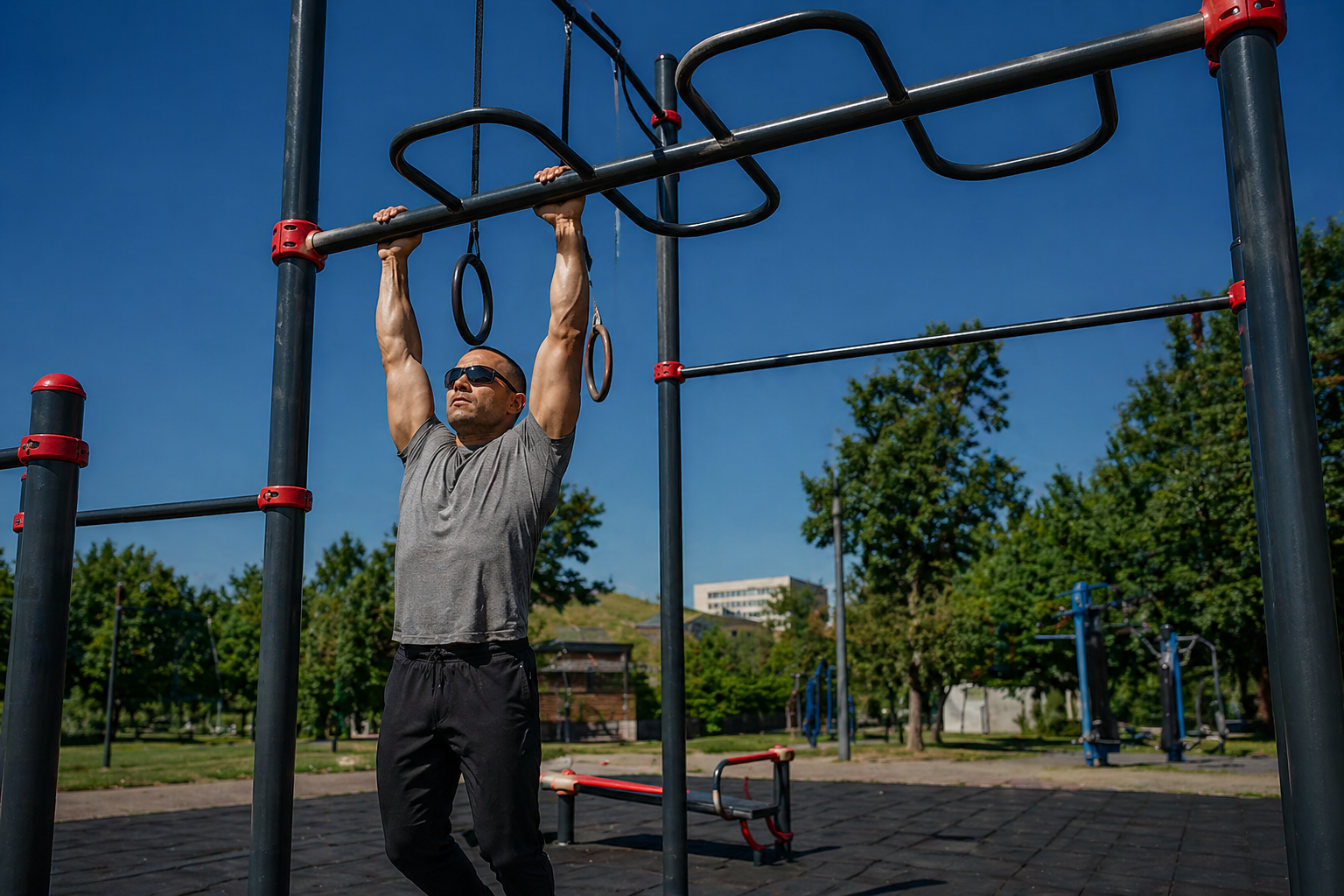 Entrenamiento de fuerza en barras de parque